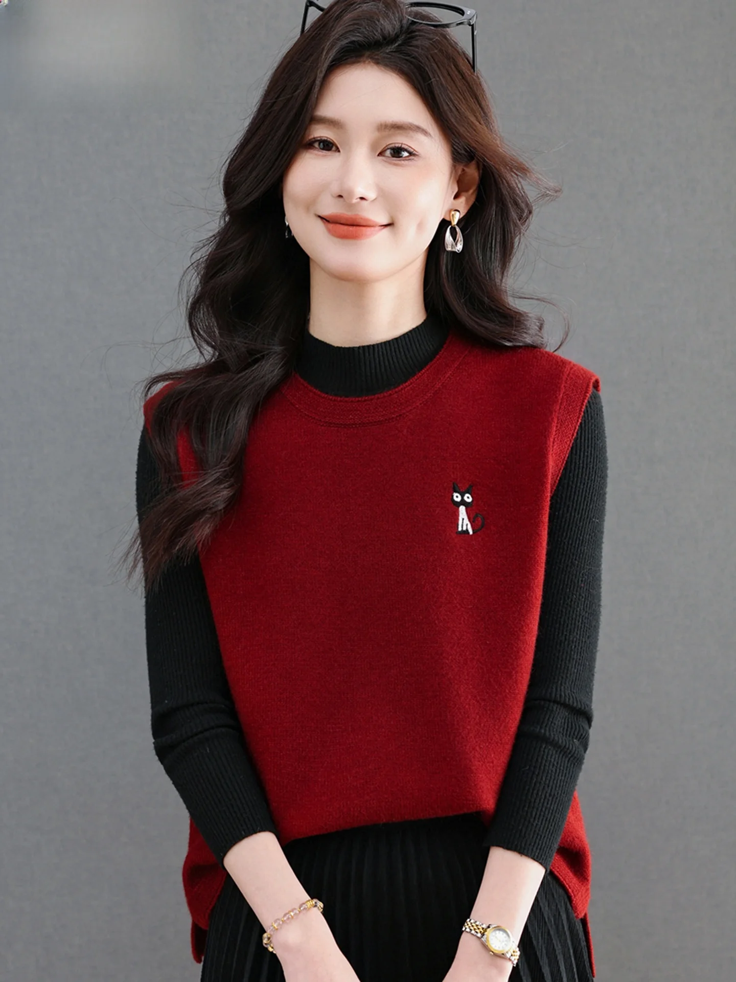 

Женский вязаный шерстяной жилет Hengyuanxiang: комфортный, мягкий, из смесовой шерсти, для весны и осени