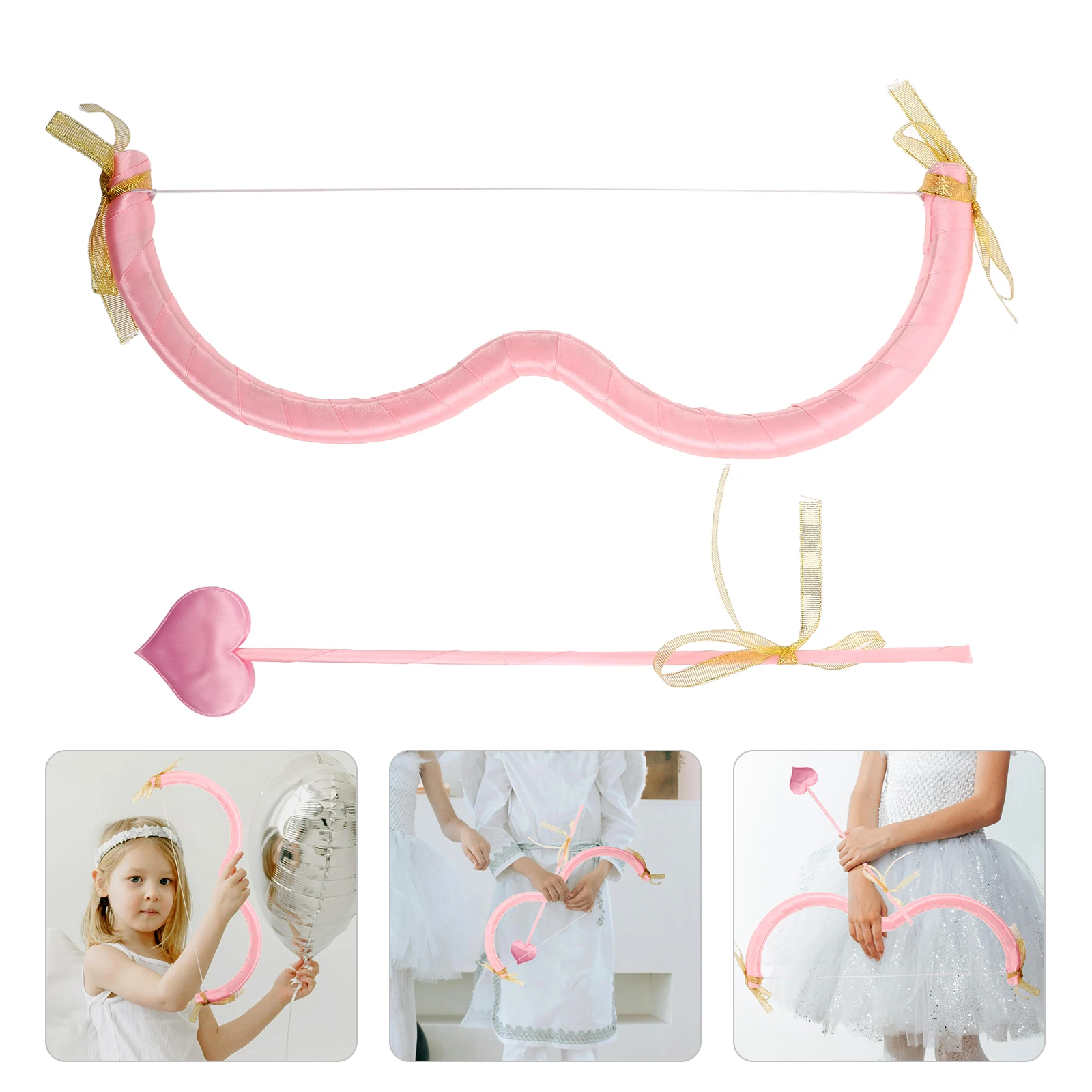 

1 Set Bow Arrow Set Cupid Accessories Angel Costume Prop Heart Tip Mini Bow Kid Party Halloween Cosplay Suppliesvalentines Day