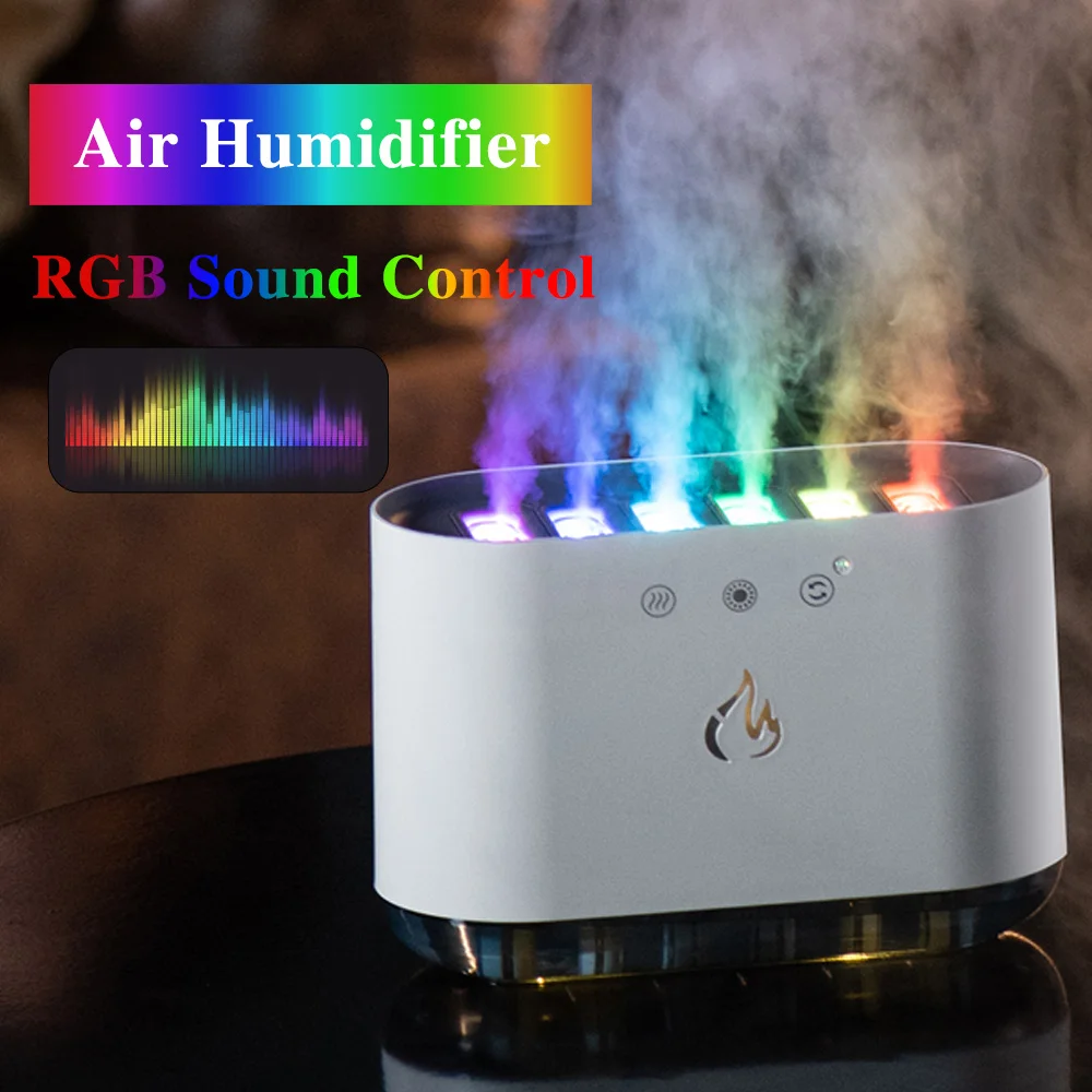 

Sound Control Air Humidifier With RGB Night Light 900ML 6 Nozzle Water Fogger Ultrasonic Cool Mist Maker Fogger Lamp Difusor