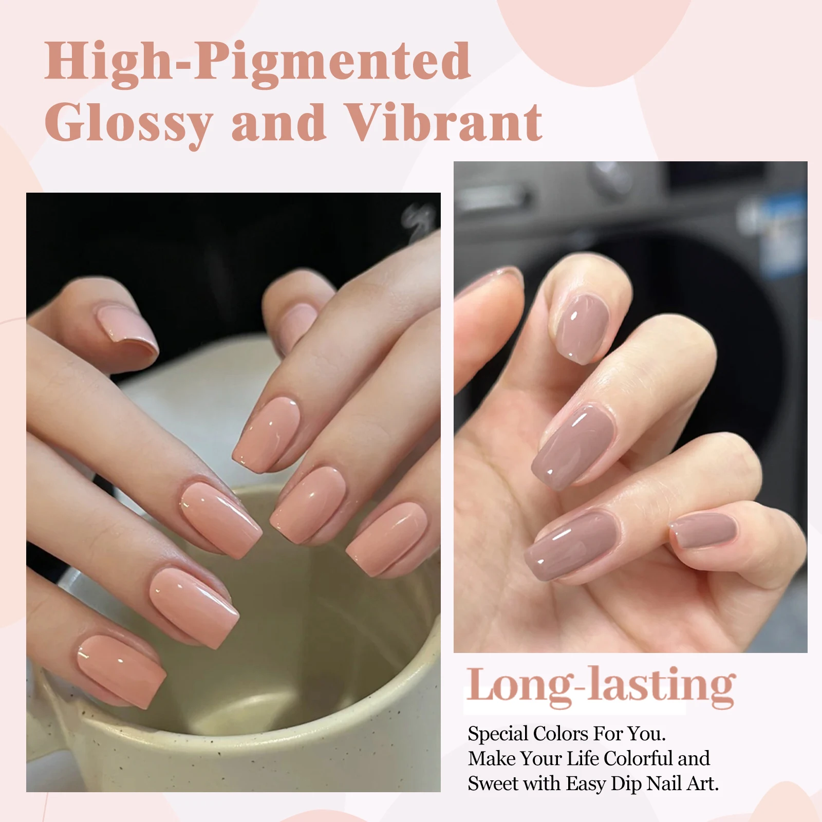 10개입 10g 네일 디핑 파우더 세트 자연 건조 무램프 큐어 네일 글리터 피그먼트 딥 파우더 리퀴드 시스템 키트 네일 아트 장식