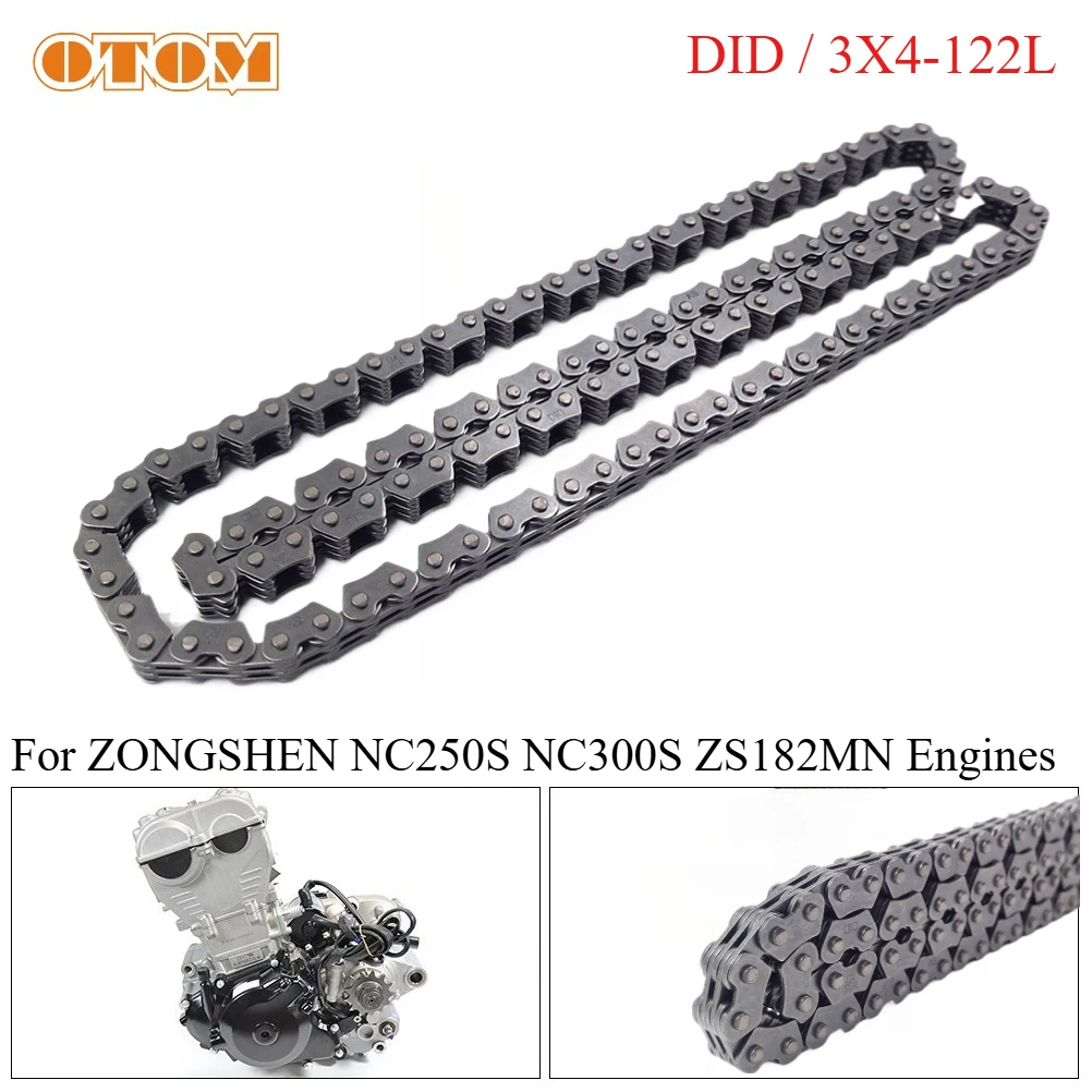 Motorcycle Timing Chain 3X4-122L DID NC300S Engine Camshaft Cam Transmiss Parts For ZONGSHEN ZS182MN KAYO BSE BRZ X6M GR8 NC250S