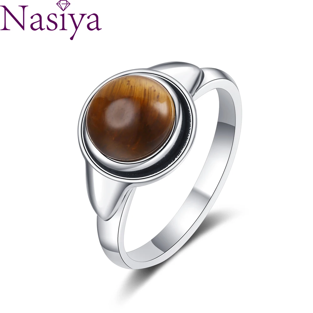 Nasia Natural Round Amethyst  Rings Tiger eye Labradorite for Women Simple Ring Jewelry Wedding Party Wholesale