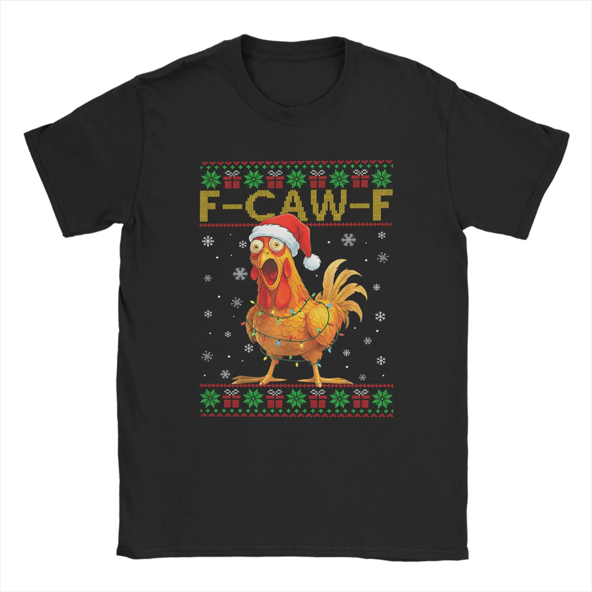 

F Caw F Funny Chicken Humor Rooster Christmas T-Shirt Summer Cotton T Shirts For Man Trending Design Tee Shirt Y2K Funny Tees