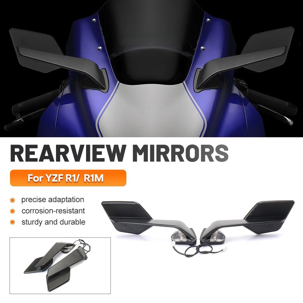 FOR YAMAHA YZF R1 R1M 2020-2025 Stealth Blade Mirrors Hot Sale Track Commute Sportbike Riders Carbon LED OEM Racing Mirrors