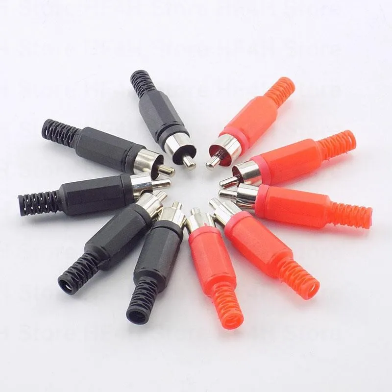 5/10pcs RCA Plastic Male Jack Connector Adapter Solder Audio Video Plug Handle Stereo Plugs Channel Dual Industrial Tool DIY B5