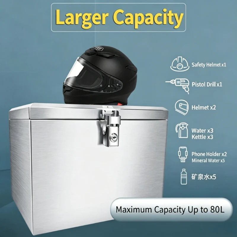 Factory Direct Popular Large-capacity Stainless Steel New Tailbox, Motorcycle Trunk, Battery Car Universal Toolbox, Storage Box