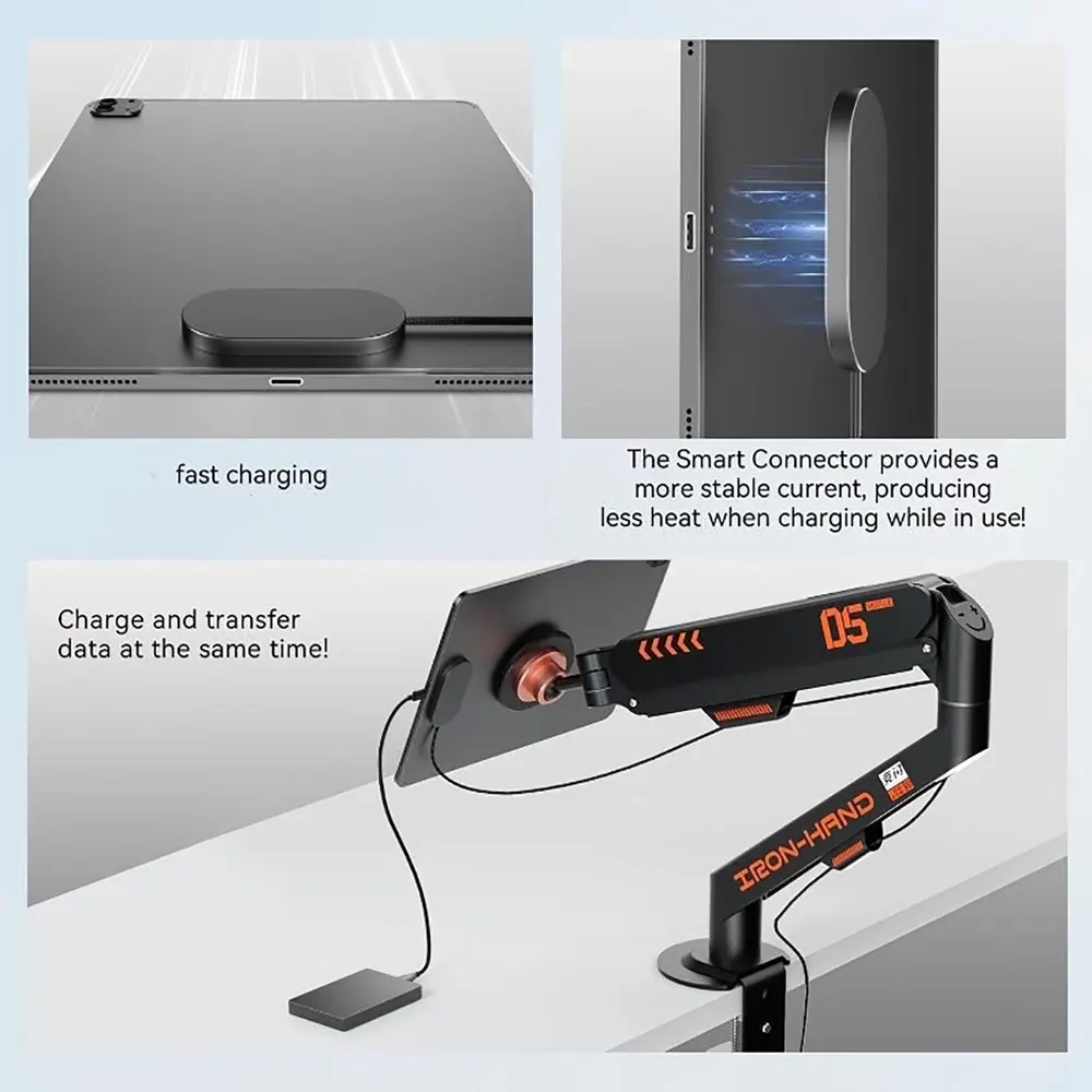 Magnetic Wireless Charger for iPad Pro/Air, 28W Aluminum Alloy Fast Charing with USB-C Cable Smart ipad Charger