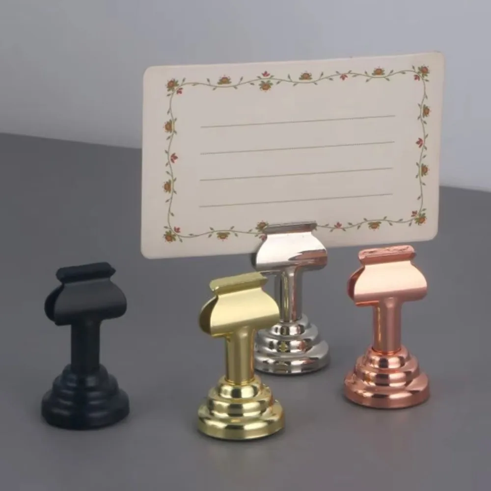 New Metal Table Number Holder Vertical Reusable Place Card Holder Circular Base Photo Display Stand Restaurant Display