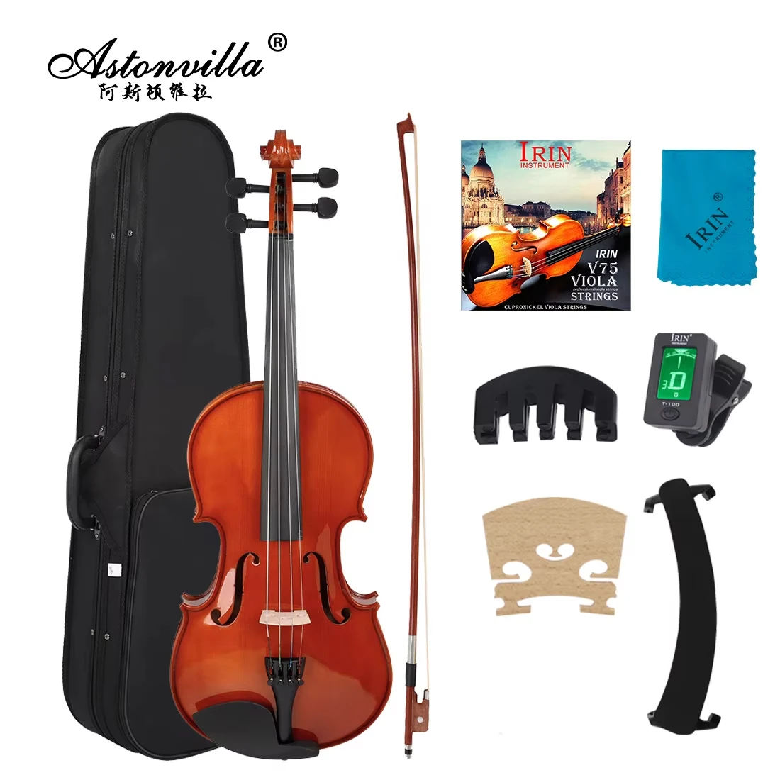 Astonvilla VA-35 4/4 Viola Spruce Panel Viola Set with Case Accessories Professional String Instrument Viola for Performances
