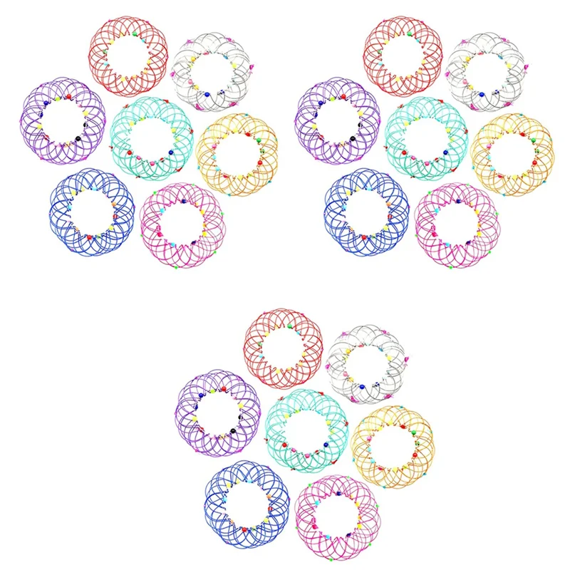 WOTT-21PCS Magic Mandala Flower Basket  Magic Loops Wire Fidget  Flexible Basket Soft Magical  For Adults Kids