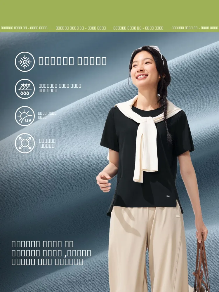 Lose Baumwolle Spor ort Sve T-Shirt Damen Fitn Outdoor Frühling Sommer Basisschicht irt Atmungsaktiv Qui Dry UV-Schutz...