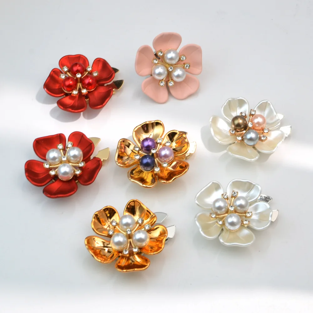 Multi Colored Pearl Flower Cufflinks Button Cover Retro Elegant Three-dimensional Floral Cufflinks Pearl Studded  Chest Flower