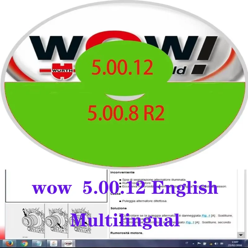 Wurth wow 5 00 12 Software di diagnostica 5.00.8 R2 + Kengen francese spagnolo polacco italiano serbo tedesco olandese ceco portoghese