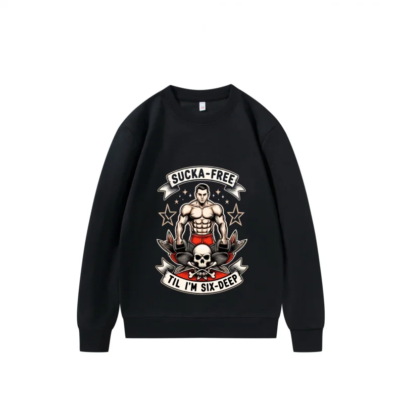 سويت شيرت رجالي أسود خالٍ من السوكا حتى أنا ستة عميقة مطبوع عليه رسومات كاجوال ملابس الشارع #1