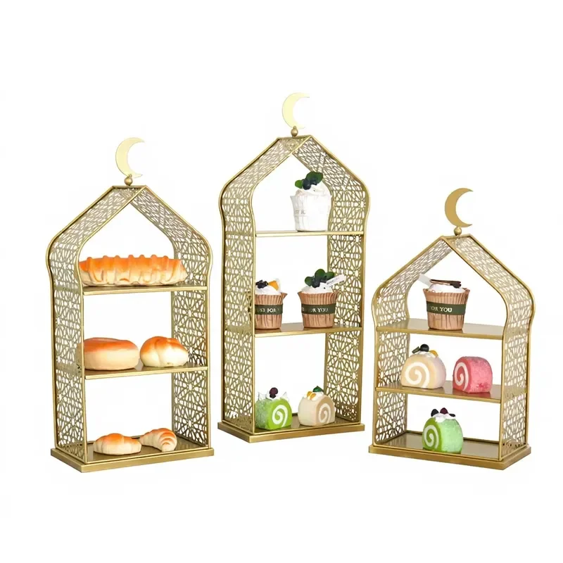 Wrought Iron 3 Tier Fruit Tray Dessert Cake Stand Candy Rack Storage Basket for Kitchen Home Decor Display Shelf Organizer
