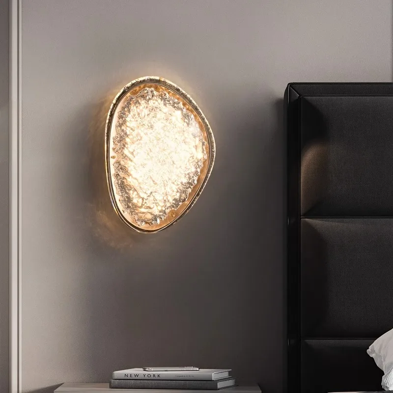 Italian Light Luxury Minimalist Modern Wall Lamp Bedroom Bedside Lamp Ice Soul Craft Optical Acrylic Living Room Corridor Lamp