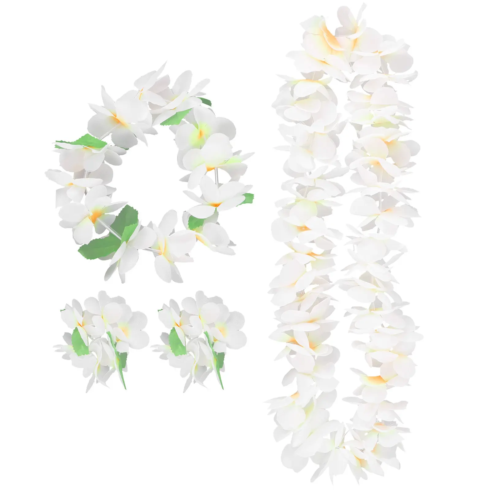 4Pcs Hawaiian Garland Artificial Flower Necklace Bracelet Headband Floral Wreath Summer Festival Party Hawaiian Headpiece - view 4