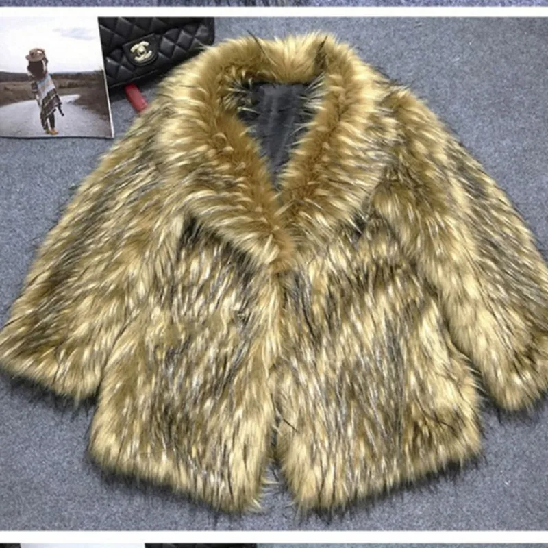 Luxury Brands Winter Faux Fur Coat Women Plus Size Thick Warm Fur Jacket Long Sleeve Lapel High Quality Coats