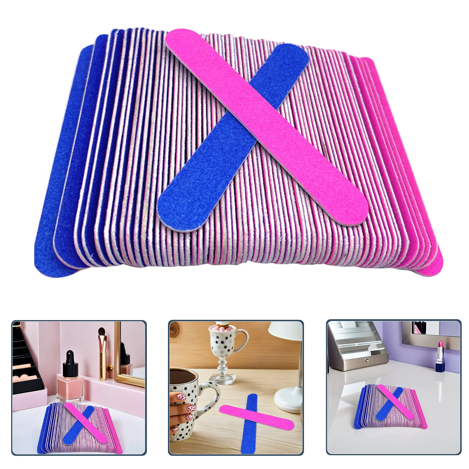 100 Stuks 8Cm Schuren Nagelvijl Dubbelzijdig Slijpen Tool Voor Natuurlijke Kunstnagels Manicure Polish Verwijderen Nail Art bestanden