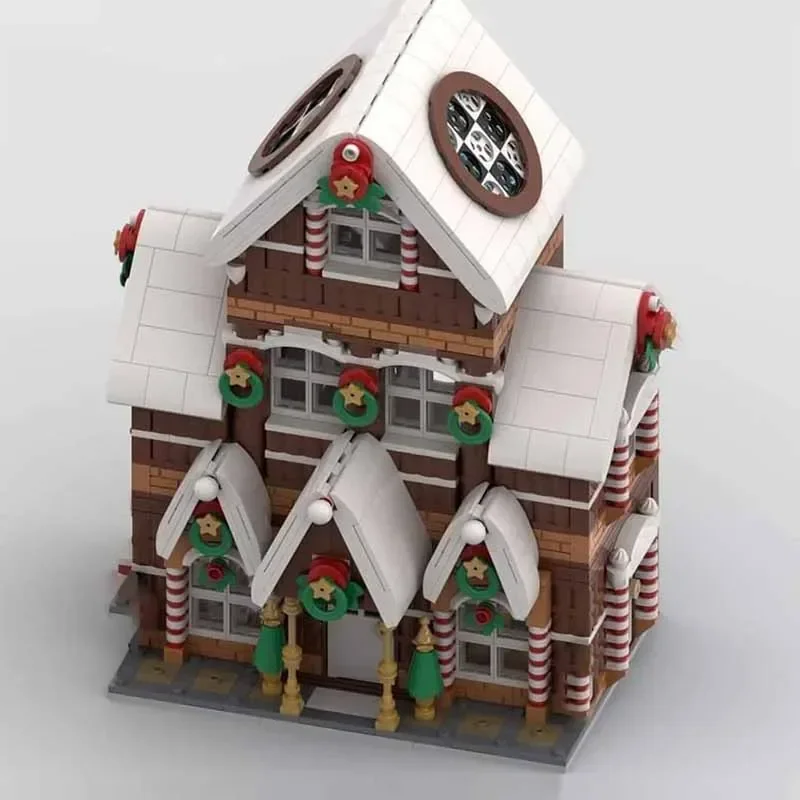 Popular Street View MOC Building Bricks Santa Claus Gift Factory Modular Technology Gifts Holiday Assemble Children Toys Suit