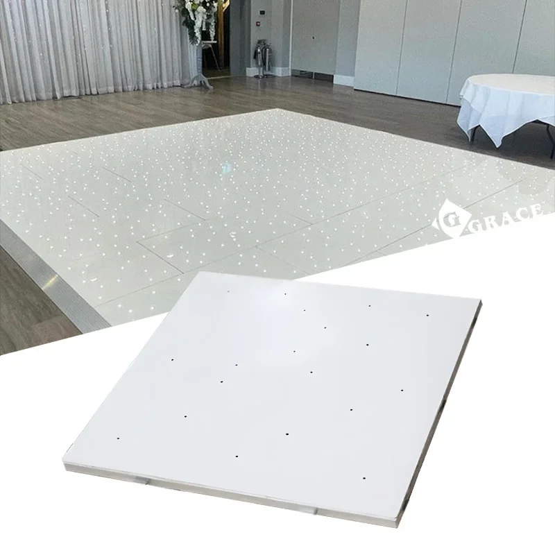 Igracelite 2*4/2*2ft White LED Dance Floor High Gloss White Dance Floor For Wedding Party