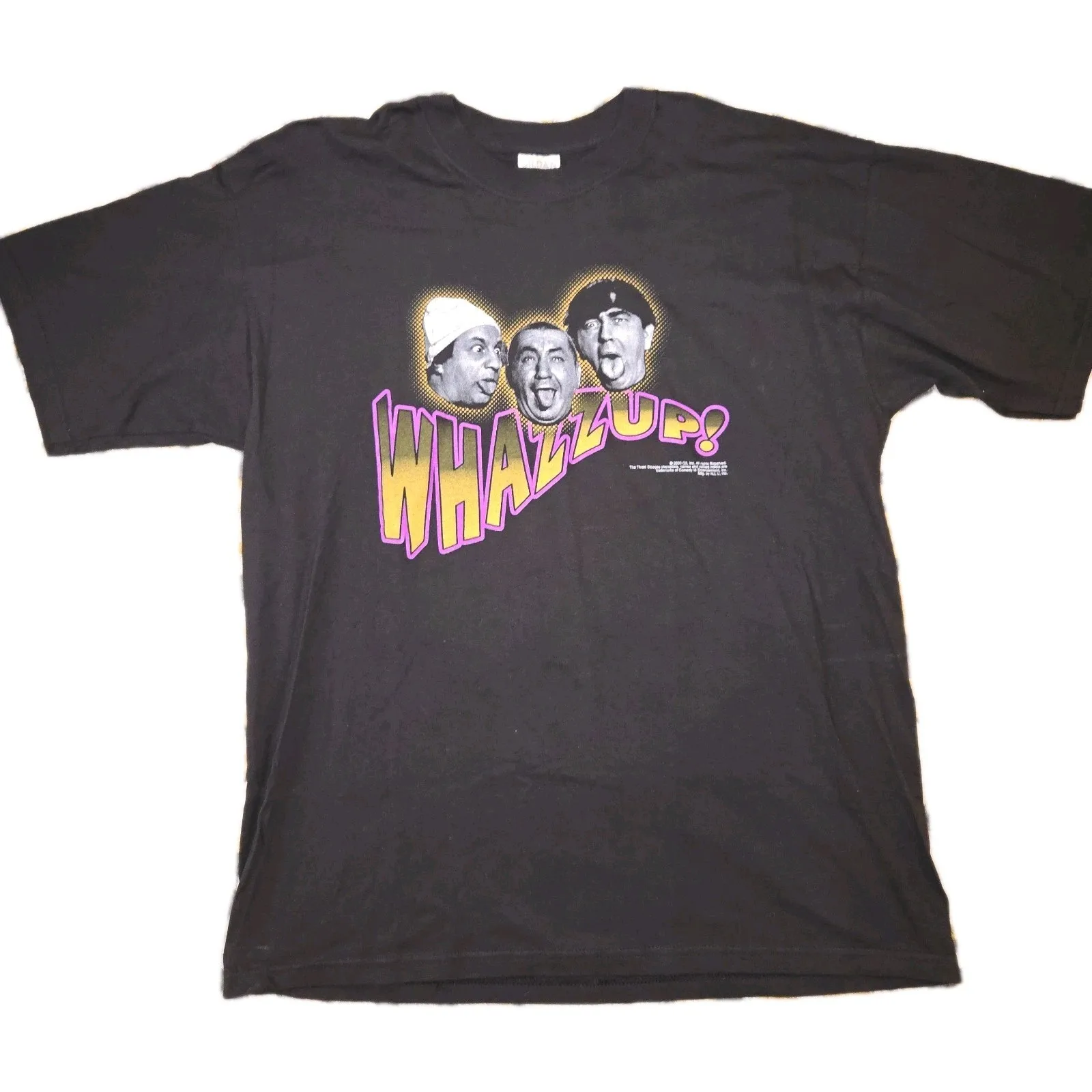 The Three Stooges VTG Y2K T Shirt ~ WHAZZUP! Larry  Curly  Moe