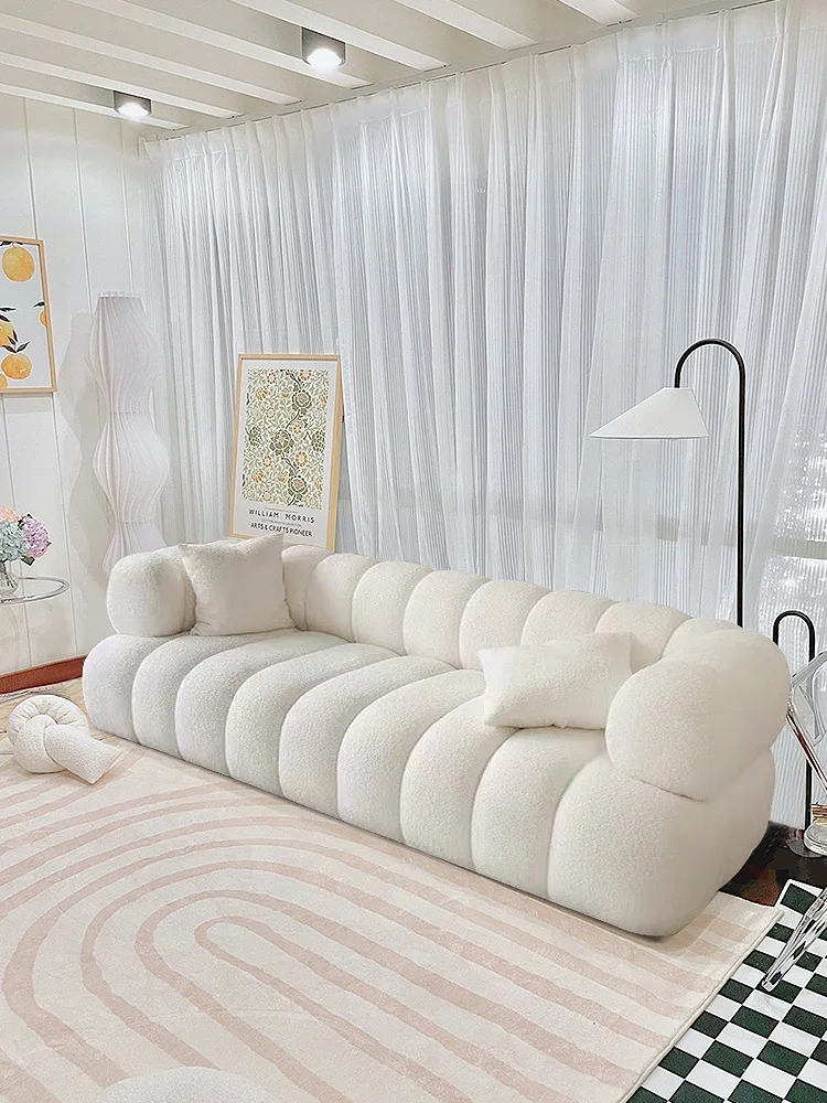 

Nordic Cream Style Lambswool Technology Fabric Sofa Living Room Simple Modern