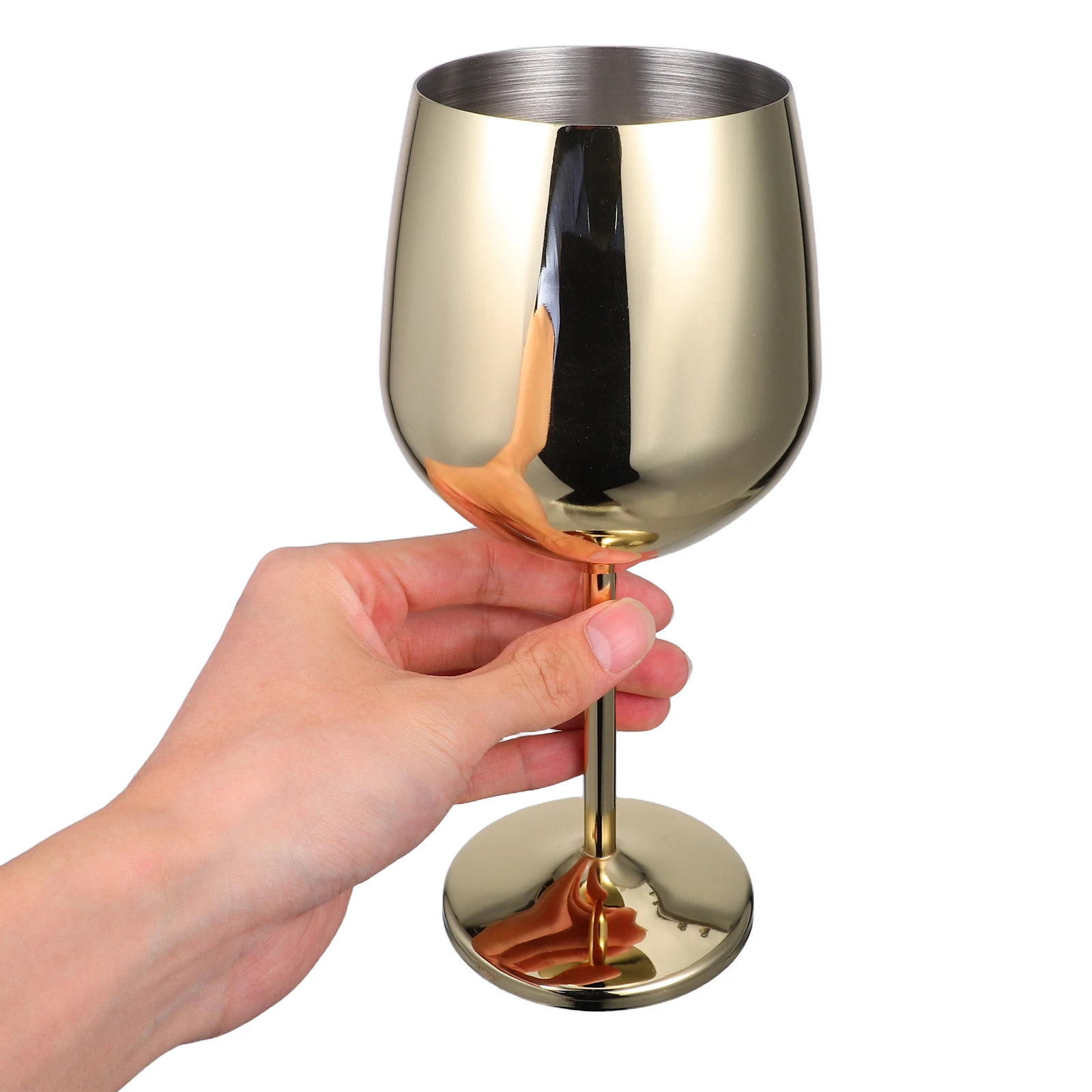 

2Pcs 500Ml Stainless Steel Wine Glasses Gold Finish Unbreakable Portable Drinkware for Home Bar Ktv Picnic Gold Metal Drinkware