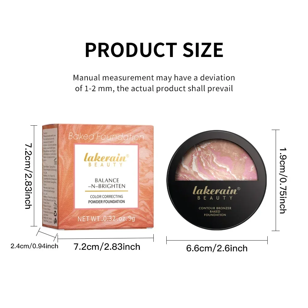 Lakerain 3-en-1 fond de teint de cuisson surligneur poudre réglage poudre Contour poudre Blush poudre maquillage cosmétiques en gros