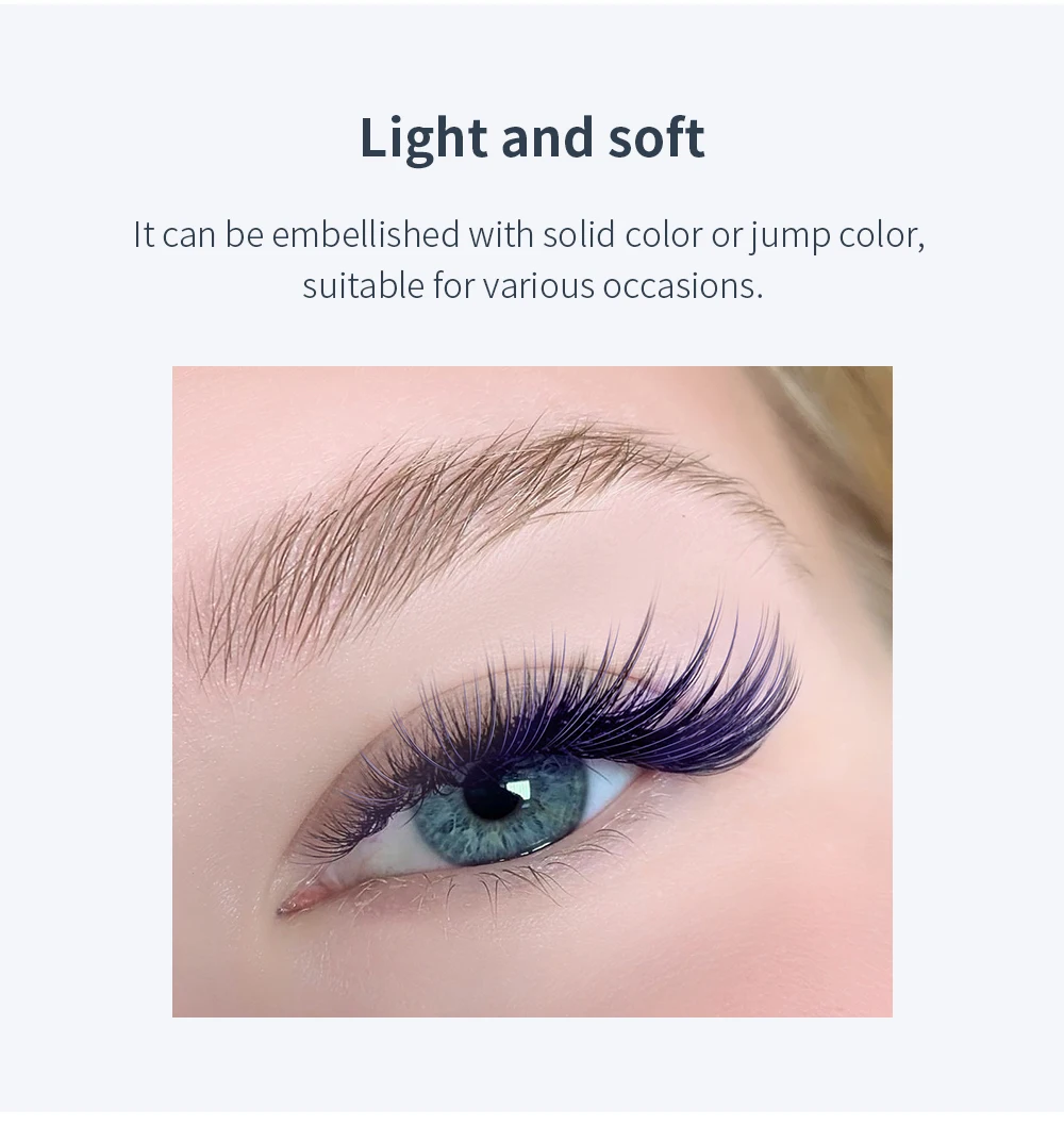 GLAMLASH Farbige Wimpern, Seeblau/Lavendel/Zimt/Dunkelgrün/Matcha-Grau, individuelle natürliche falsche bunte Wimpernverlängerung – Detail 3