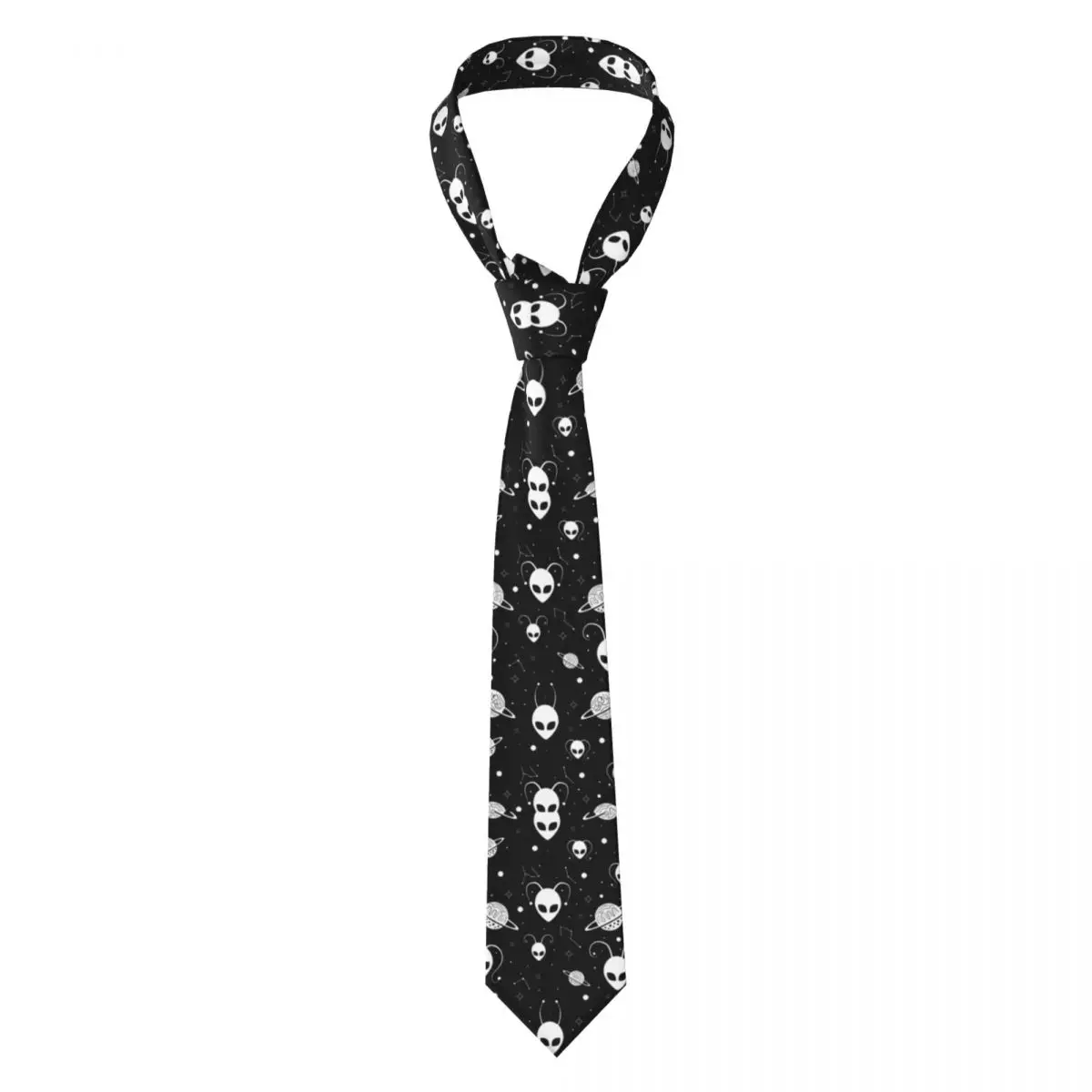 Custom Men Amazing Aliens In The Universe With Planet And Stars Necktie Fashion Tie For Banquet