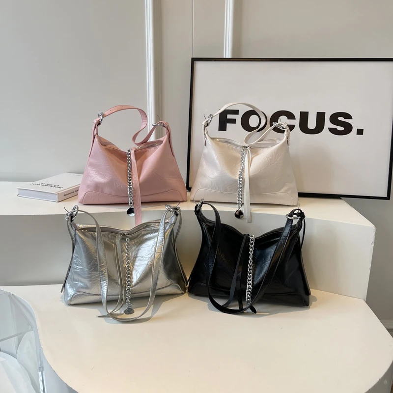 Sacs à main en cuir PU argenté JOinitiated pour femmes, sacs sous les bras, sacs à main de créateurs, mode coréenne, tendance estivale, 2024