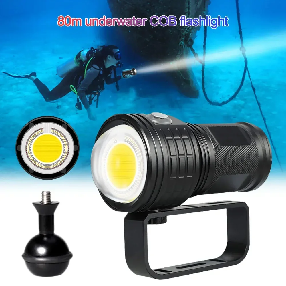 LED Diving Light Highlight Torch white/red/blue Light Tactical Diving Flashlight Underwater 80M Waterproof Video Camera Light