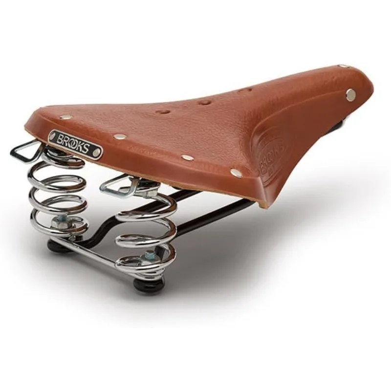 Brooks England B67 Sillín de bicicleta corto de cuero con resortes de suspensión