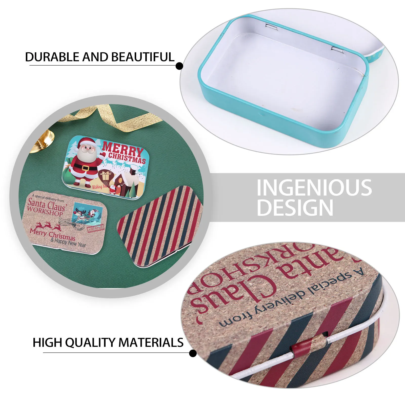 

3Pcs Christmas Candy Boxes Tinplate Pine Nut Jars Reusable Gift Packaging Festive Party Favors Storage Compact Decorative Tins