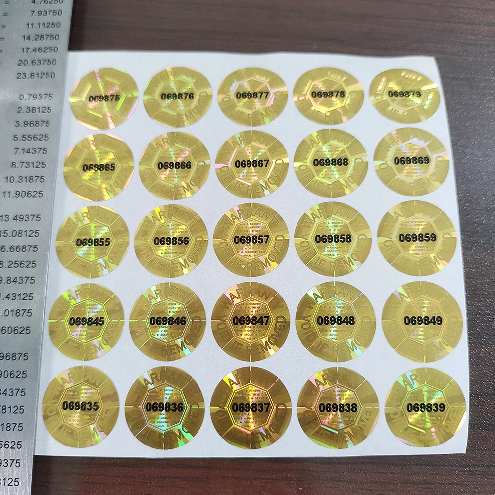 100pcs 15mm Gold Color Hologram Label Sticker Serial Numbers Security Seal Octagon Inside AUTHENTIC GENUINE ORIGINAL Protection