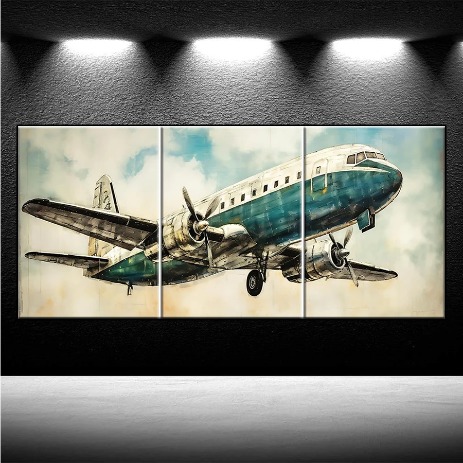 DIY Diamond Painting Abstract Art Retro Aircraft Full Square Diamond Embroidery sale Cross Stitch Mosaic Handmade Giftx3pcs