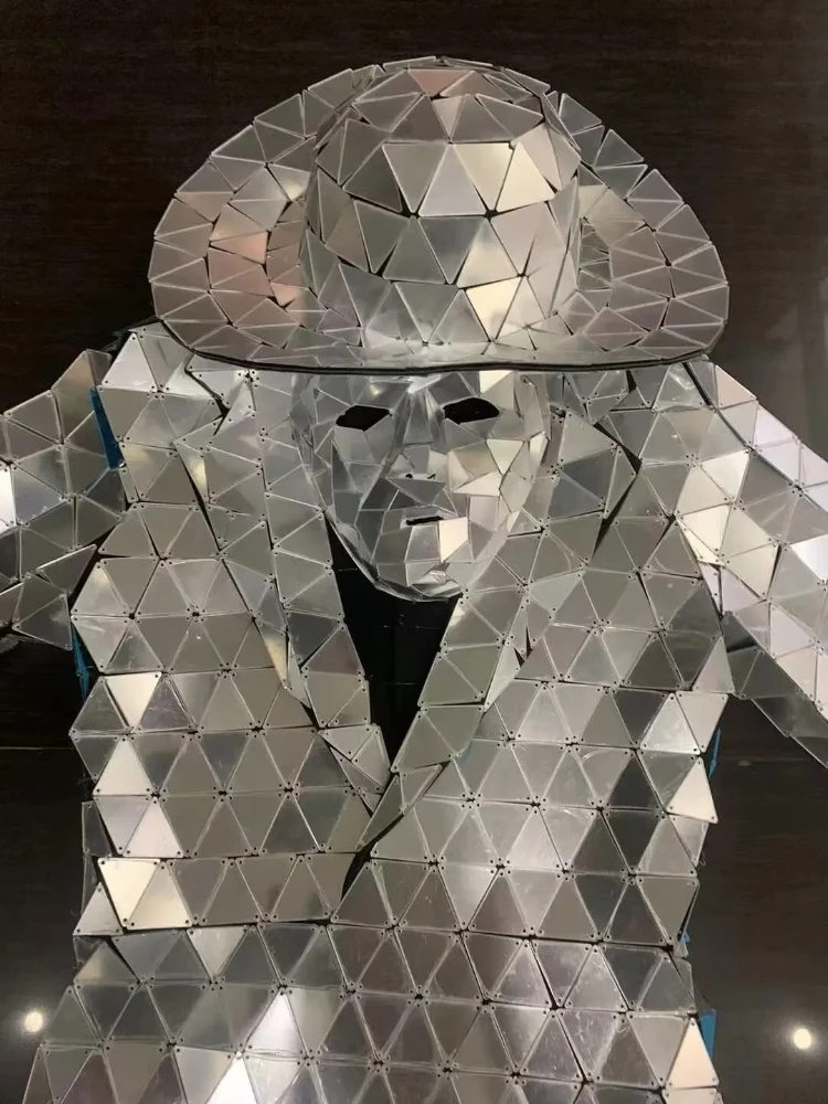 Mirror Man Stilts Walker Silver Costume Women Stage Show Performance Nightclub Cosplay Costumes DJ Bar Party Reunion Clothes