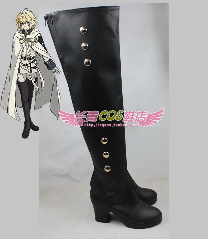 アニメ終わりのセラフ百夜ミカエラコスプレ靴ブーツフェリドバートリーハロウィンクリスマスブーツカスタムメイド