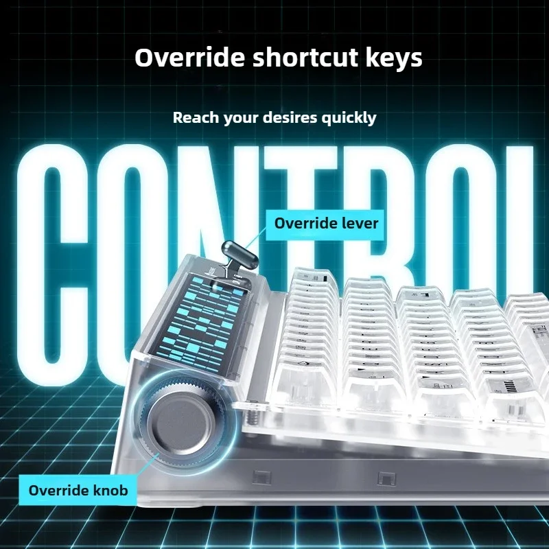 

KT68-B86W Механическая клавиатура Беспроводная Bluetooth Трехрежимная ручка/тумблер Переключатель Светодиодный дисплей DIY Пользовательская игровая клавиатура для киберспорта