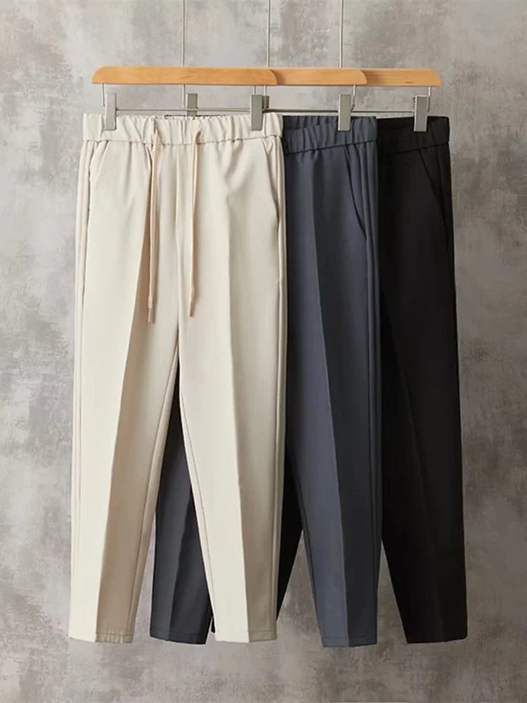 

Облегающие мужские летние тонкие девятисекционные брюки в стиле вестерн с поясом, модные повседневные костюмные брюки, прямые длинные брюки, модные городские брюки...