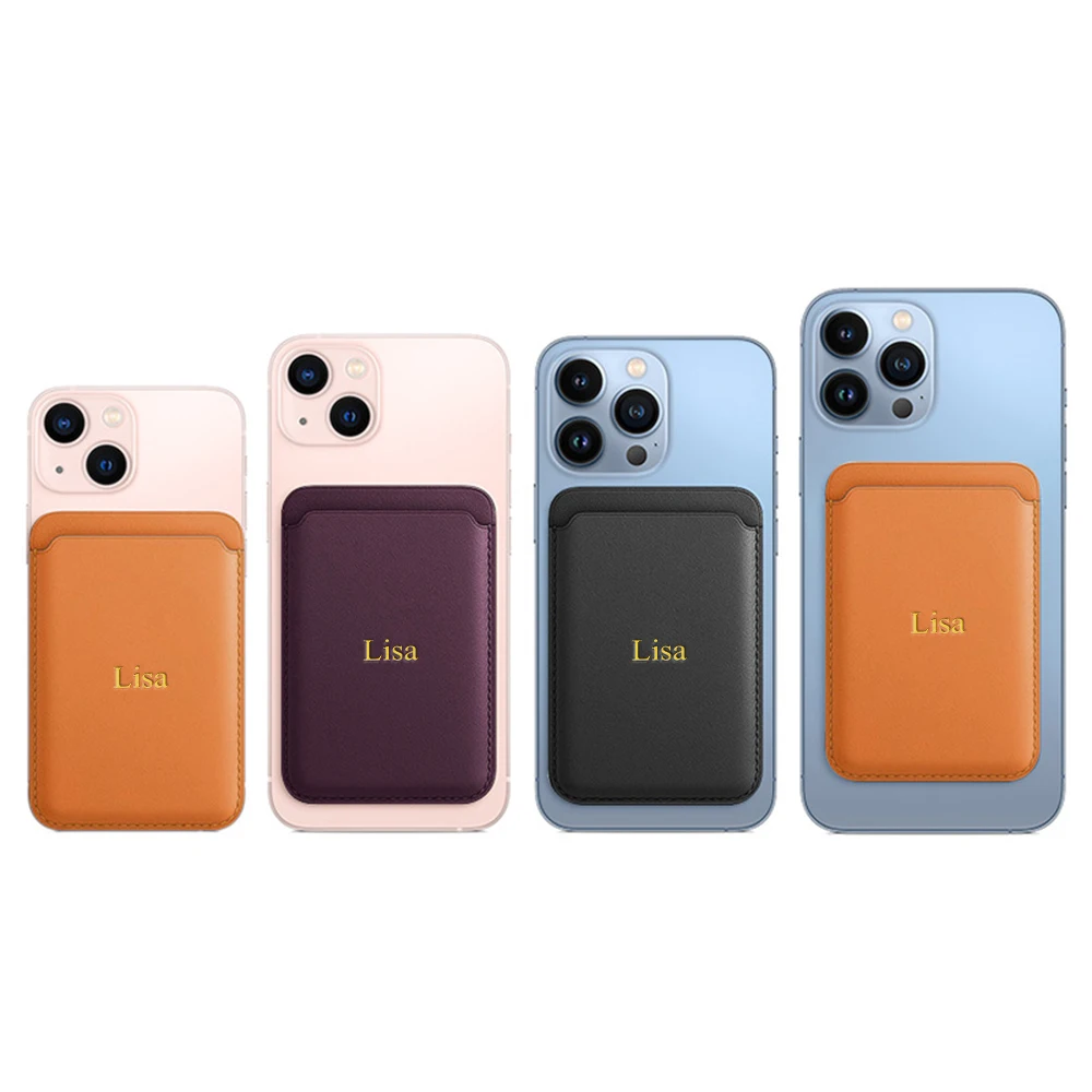 Customized Name Is Suitable for Magsafe Magnetic Card Holder with Leather Magnetic Back Sticker for iPhone 13 PU Card Holder