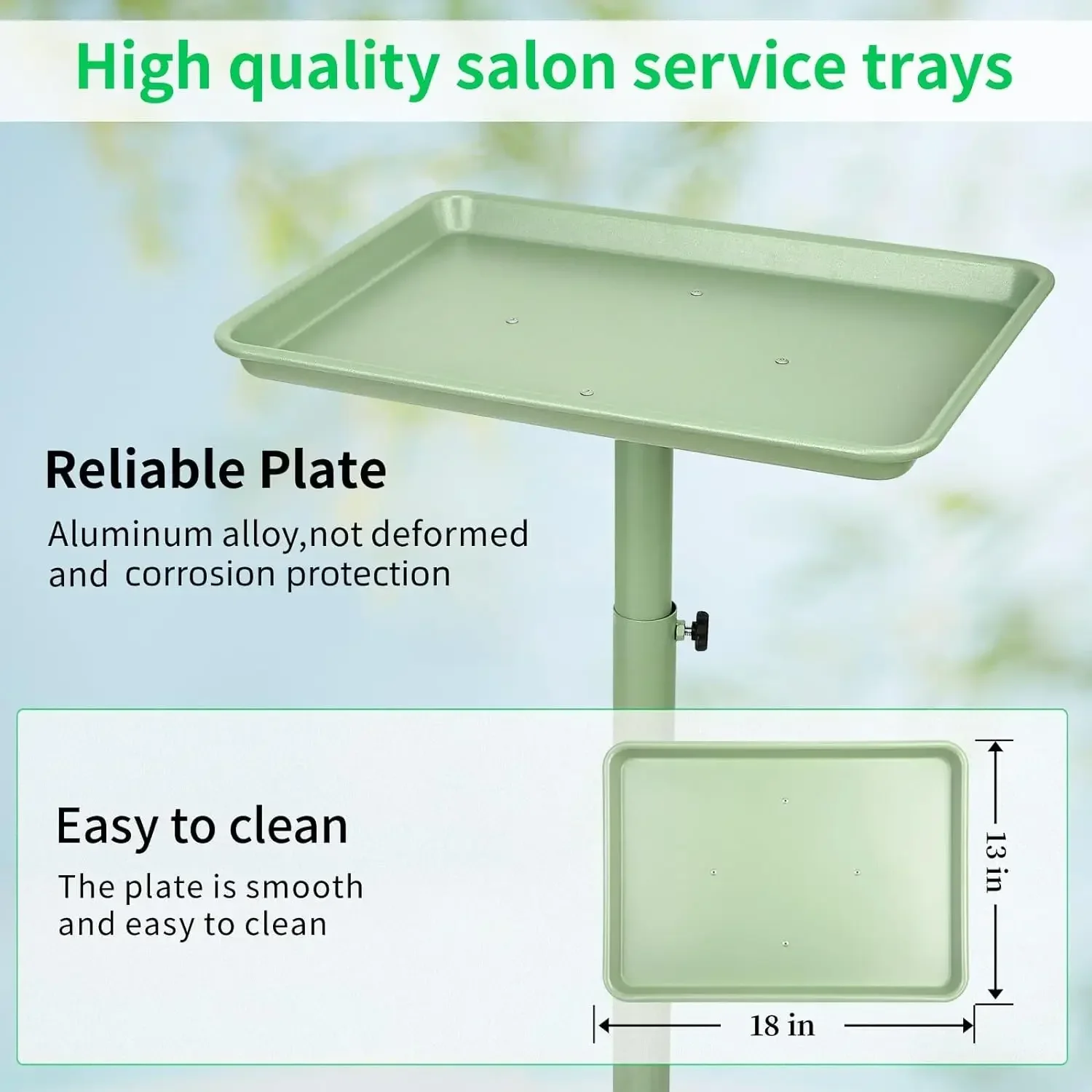 2024 USA Salon Color Tray W/ Adjustable Height, Salon Tray on Wheels, Salon Rolling Tray Ideal Use As Tattoo Tray, Medical Tray,