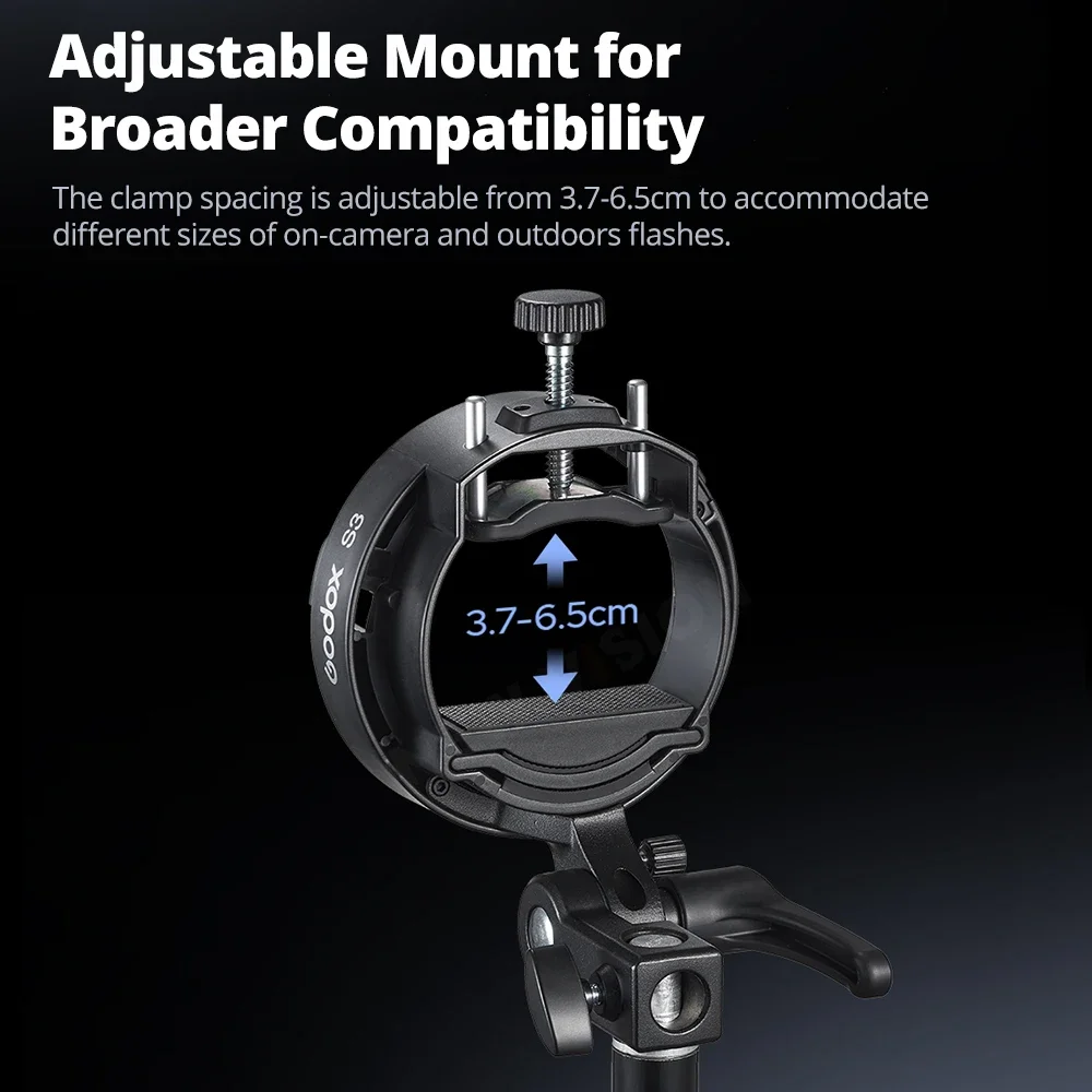 

Новый кронштейн Godox S3 Bowens Mount S-типа для вспышек Godox V1, V860, AD200, AD100PRO, AD300PRO, сноута и софтбокса