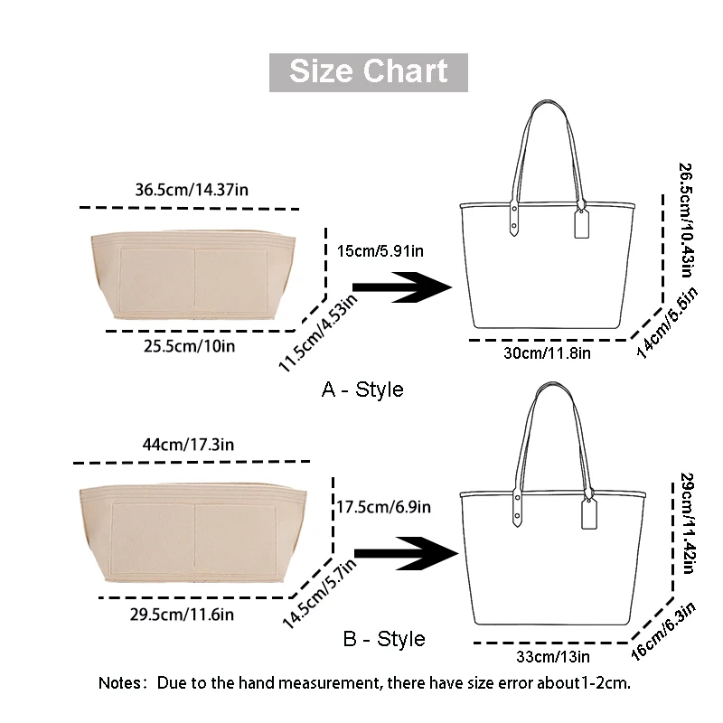 حقيبة إدخال منظم المكياج من EverToner للسفر ومحفظة داخلية وحقائب مستحضرات التجميل المحمولة تناسب حقائب العلامة التجارية Coach City