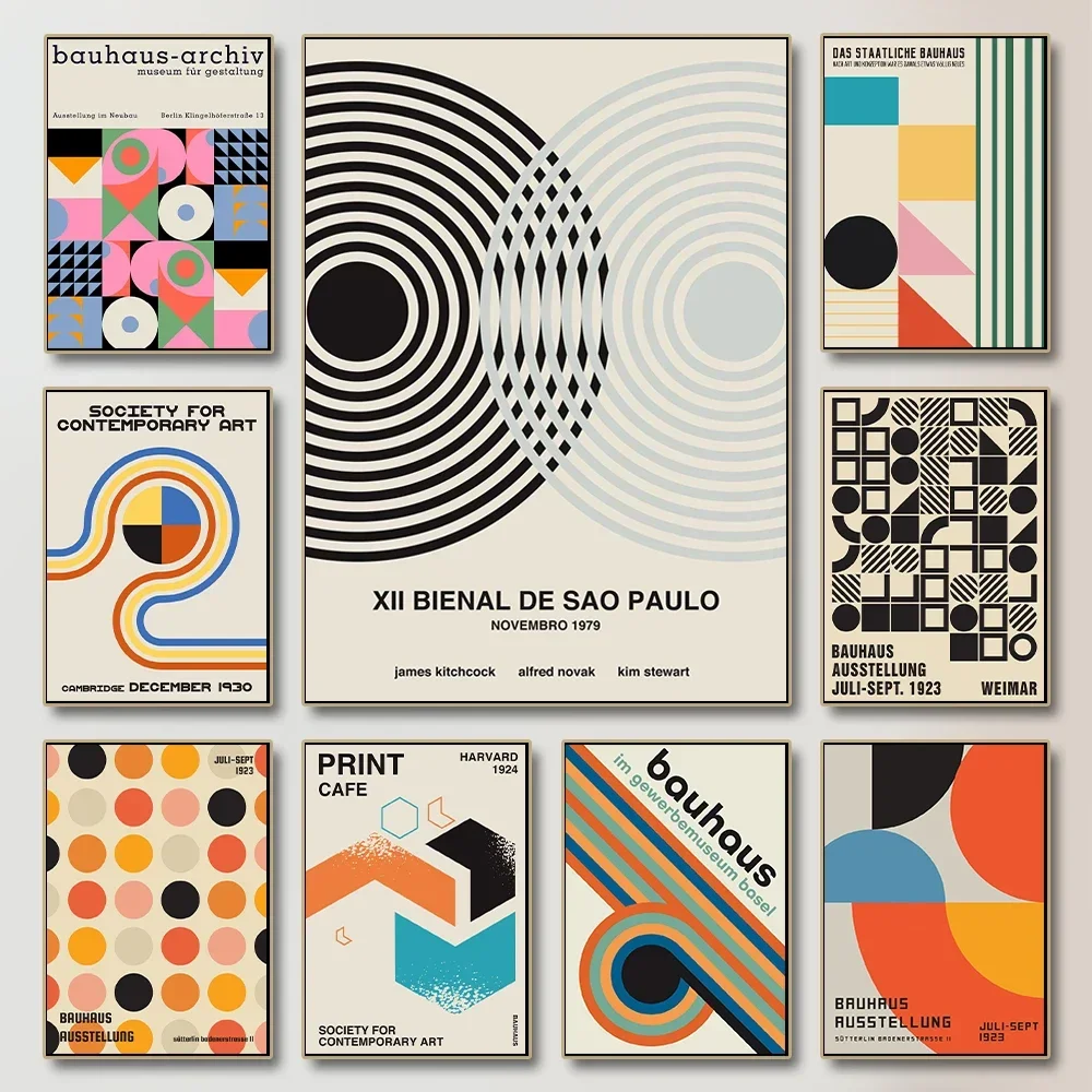 باوهاوس المعاصرة قماش اللوحة مجردة خط هندسي صور جدار الفن الملصقات الزخرفية يطبع لغرفة المعيشة المنزل