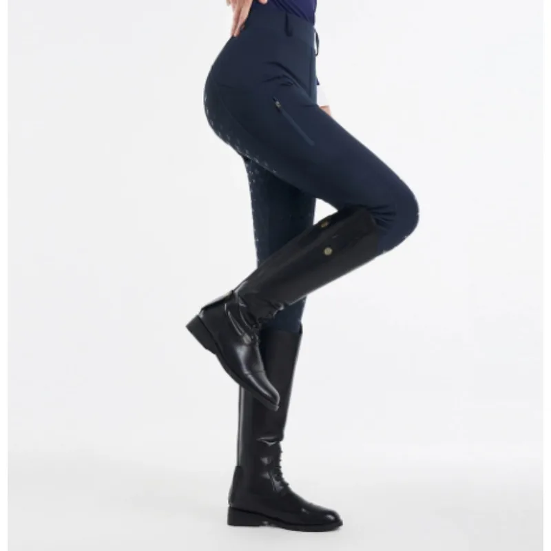 Czarne spodnie jeździeckie z pełnym silikonowym siedziskiem, odporne na mechacenie, rajstopy jeździeckie, damskie spodnie jeździeckie, odzież jeździecka