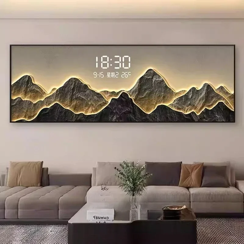 Decorative Painting Digital Electronic Clock Room Decoration Living Room Furniture Sofa Accent Wall Bedroom Bedside Mural