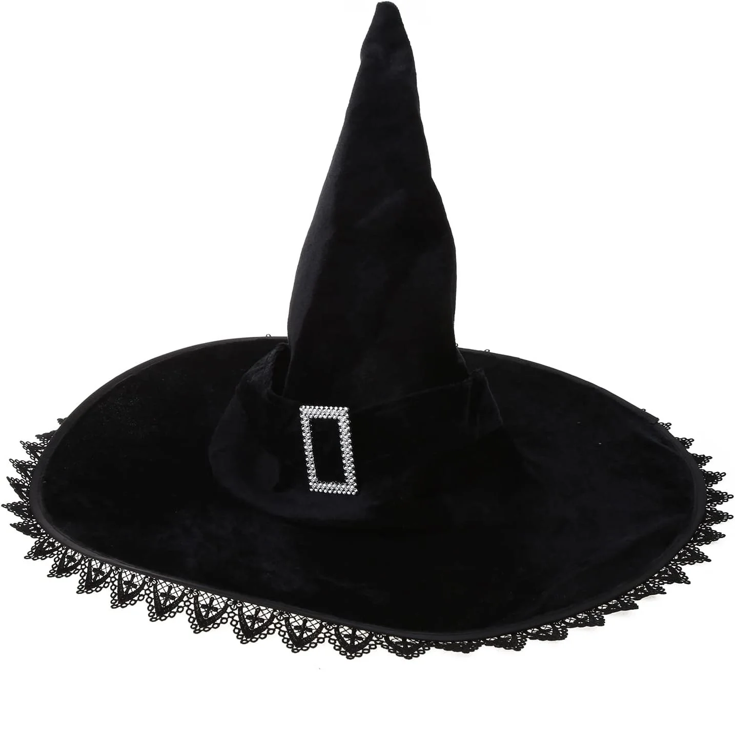 Vintage Black Witch Hat with Large Brims Halloween Witchcap for Adults Kids Witch Cos-play Costume Hat Party Cap Headwear