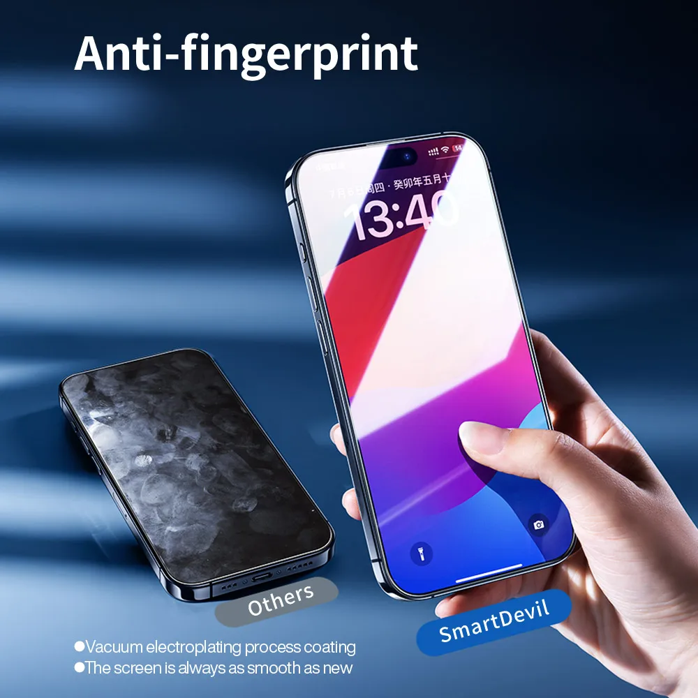 SmartDevil for iPhone 16 Pro Max 15 Pro Screen Protector Phone Film HD Tempered Glass Anti Fingerprint Film for iPhone 16 15